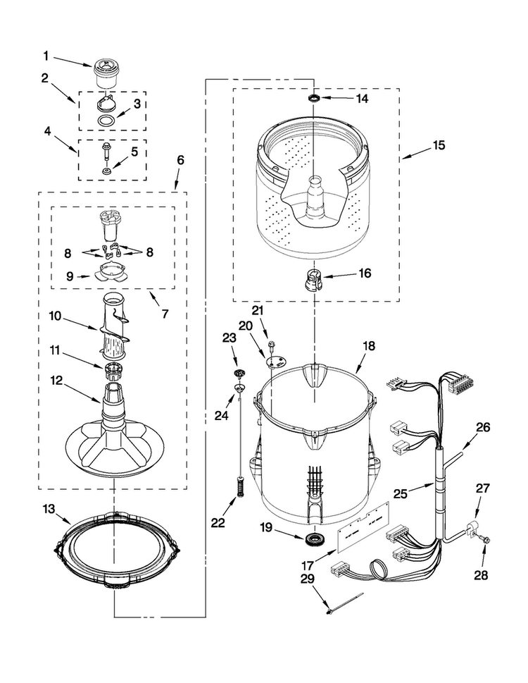 Basket And Tub Parts Diagram and Parts List for 7MMVWC200YW0  Maytag Washer