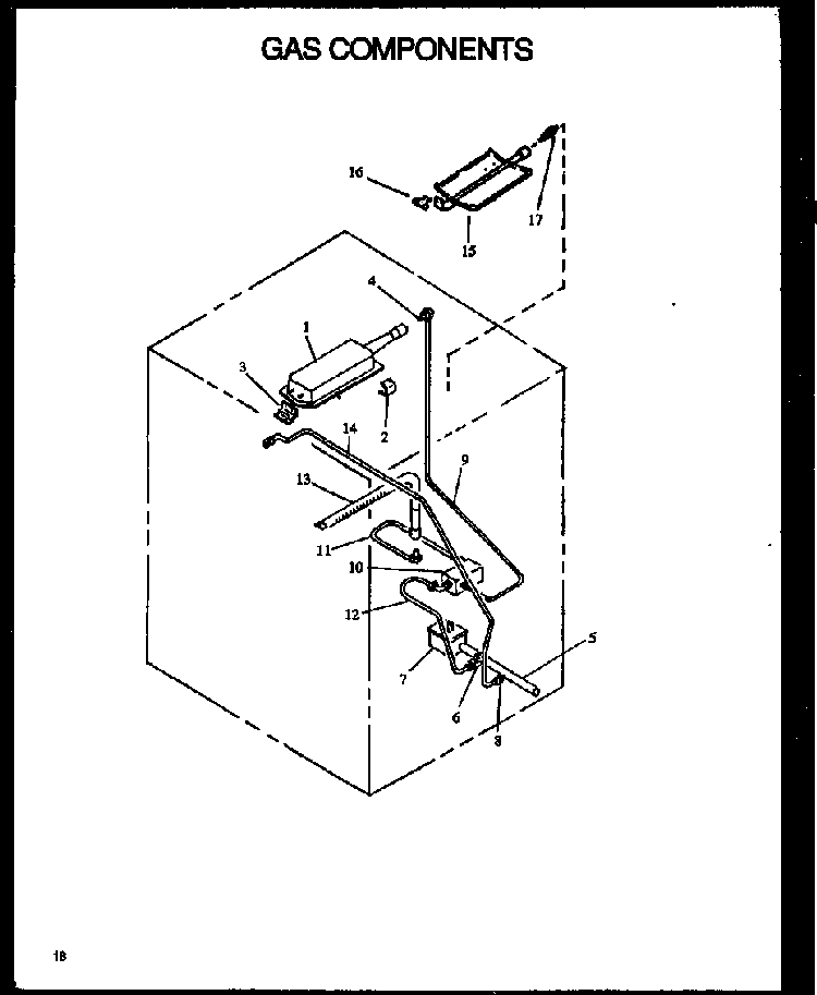 Gas Components Diagram and Parts List for AGS745WW1-P1130733WW  Amana Range