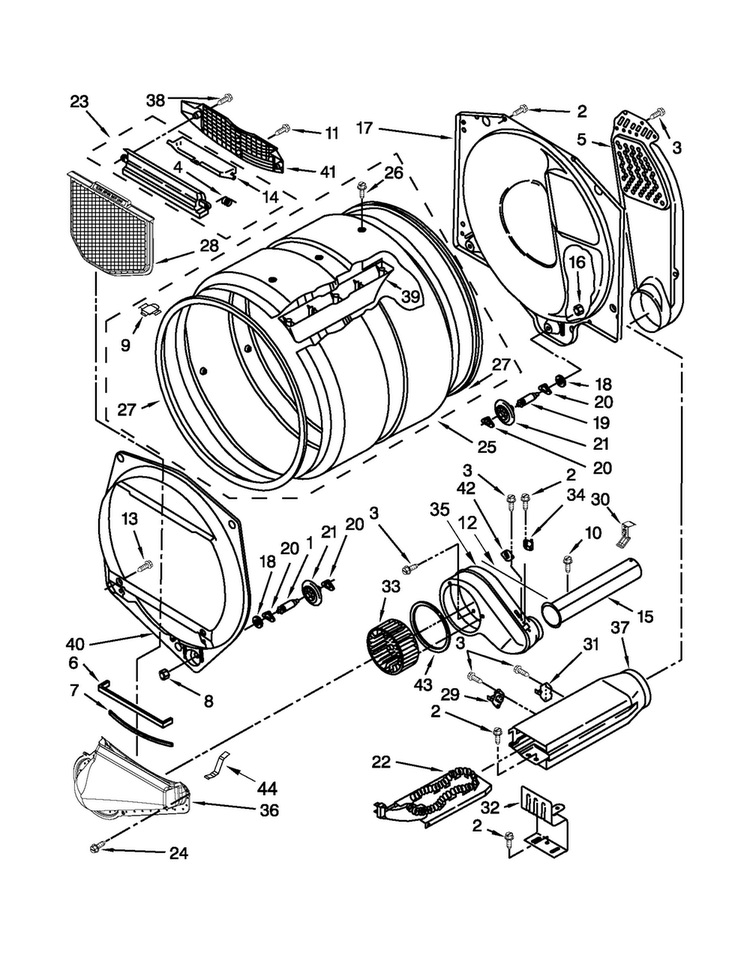 Bulkhead Parts Diagram and Parts List for 3LMEDC300YW2  Maytag Dryer
