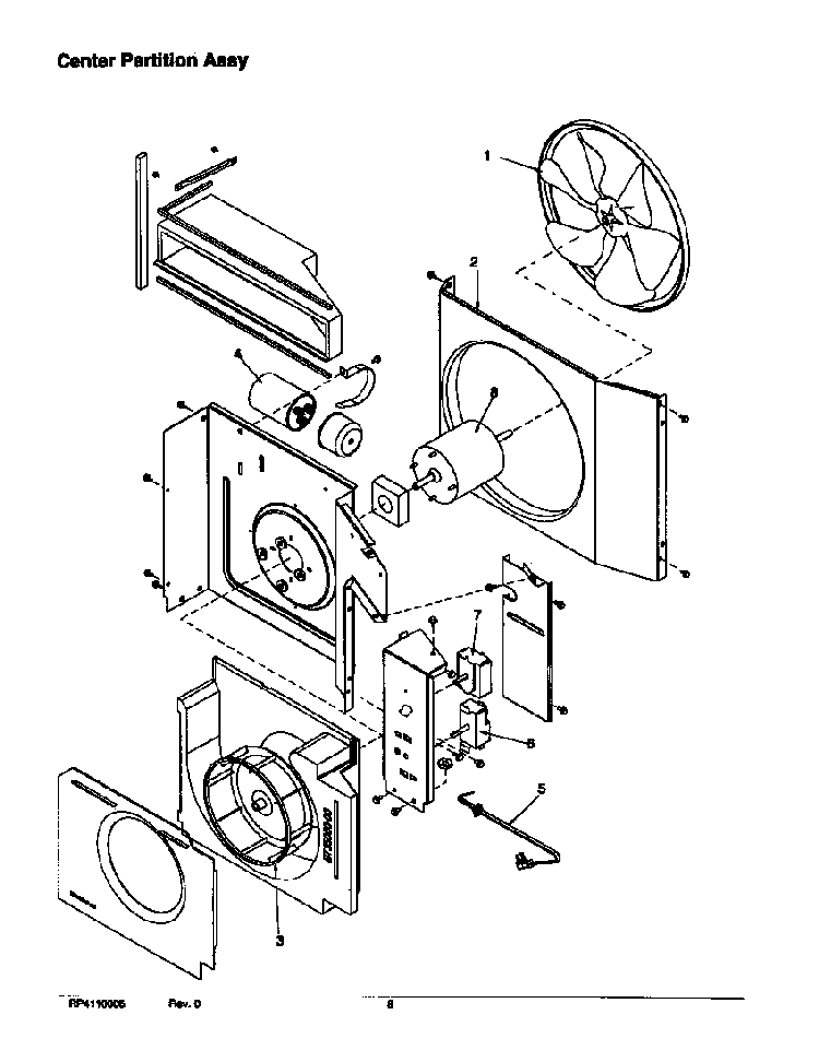 Center Partition Assy Diagram and Parts List for AC07087M1D P1225013R Amana Air Conditioner