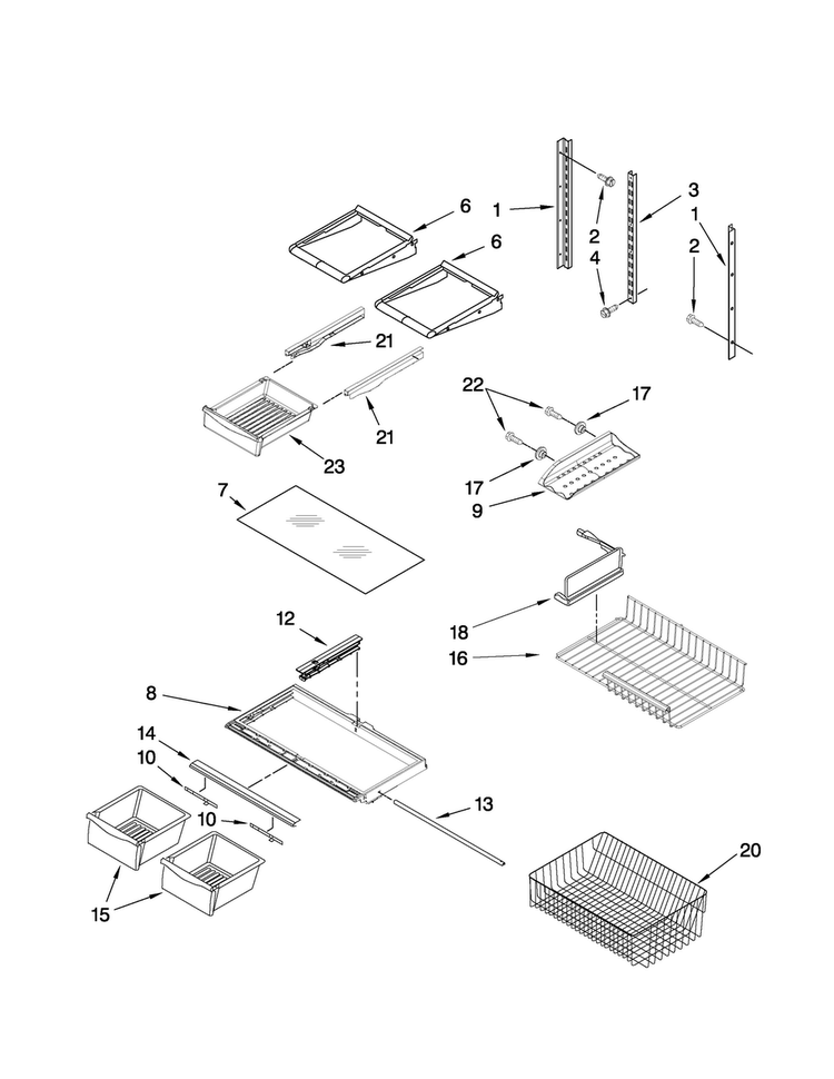 Shelf Parts Diagram and Parts List for AB1924PEKS6  Amana Refrigerator