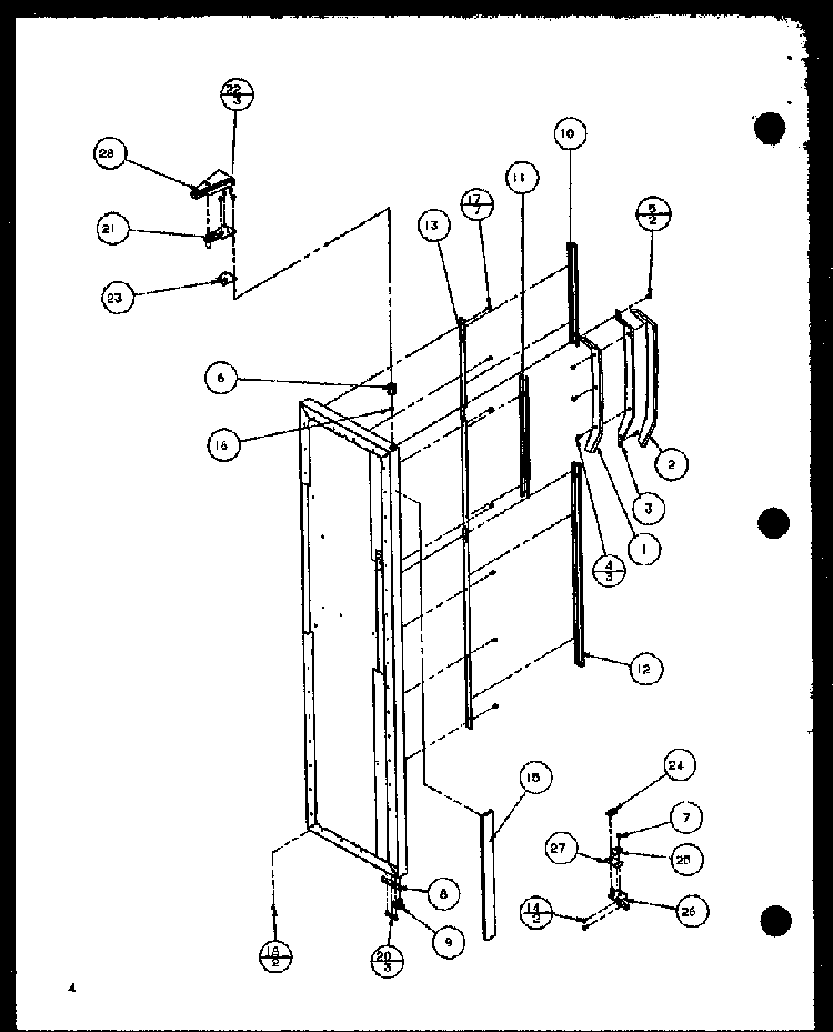 Fz Door Diagram and Parts List for 36538-P1121904WL  Amana Refrigerator