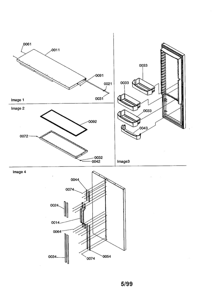 Refrigerator/door Trim/handles Diagram and Parts List for SCD23VBW-P1315305WW  Amana Refrigerator