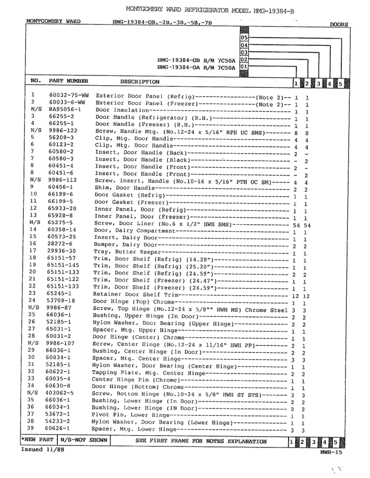 Doors Page 2 Diagram and Parts List for 19384B  Admiral Refrigerator