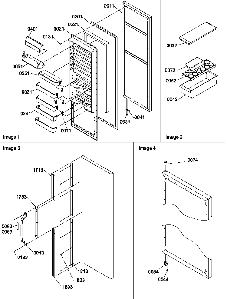 Refrigerator Door And Accessories Diagram and Parts List for SXD322L-P1313901WL  Amana Refrigerator