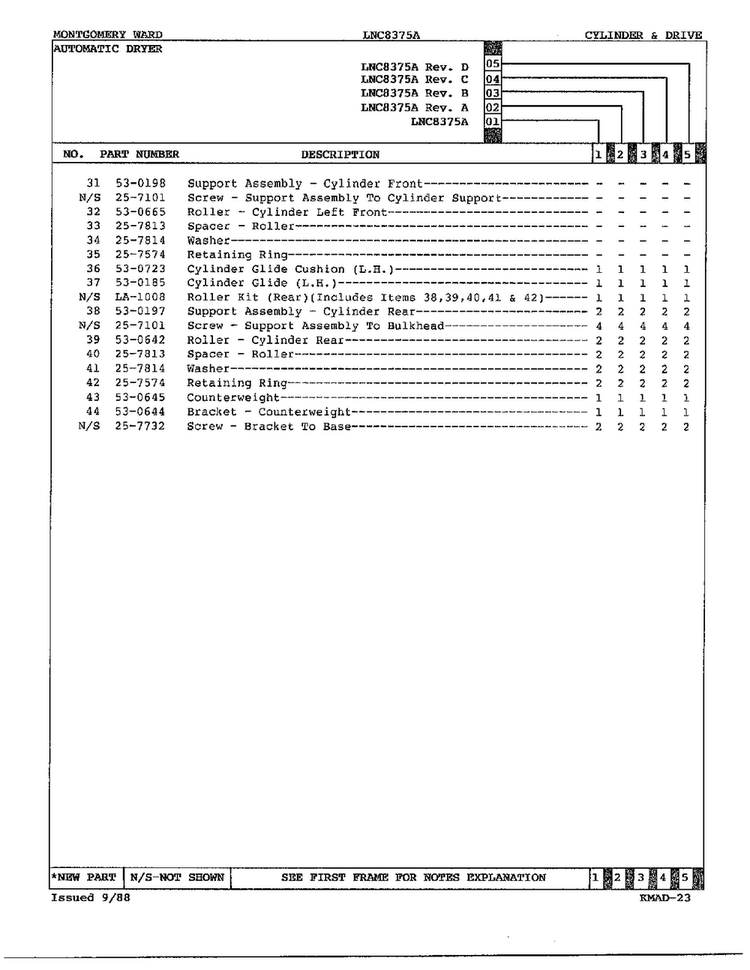 Gas Dryer Cylinder And Drive Page 3 Diagram and Parts List for 8375A REV D Norge Dryer
