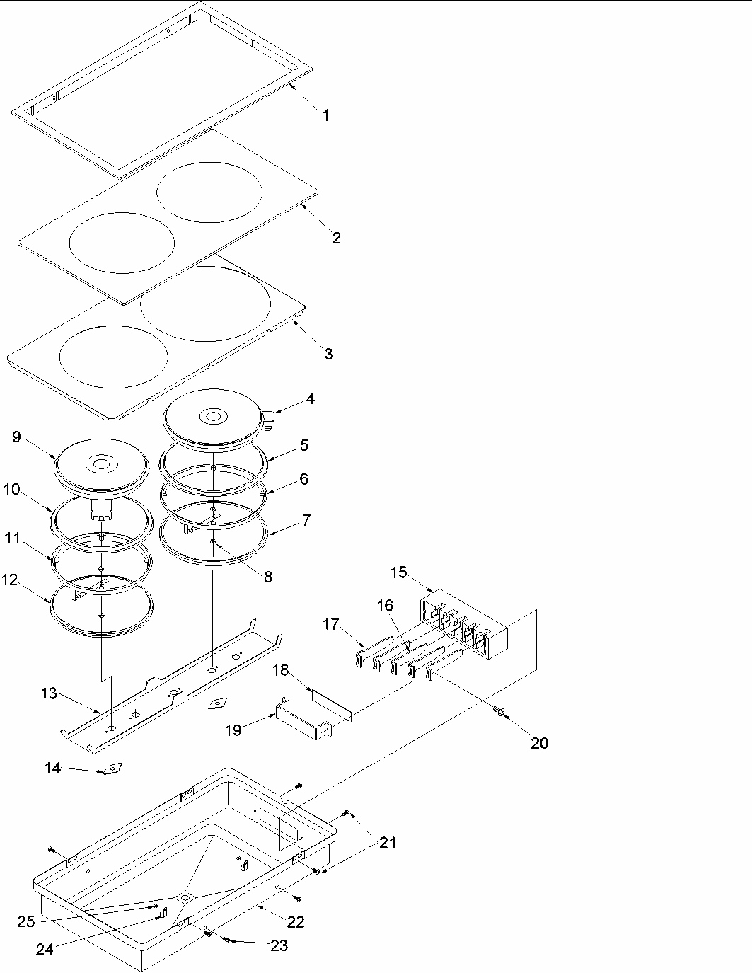 Glass Cooktop - Cc13e/w Diagram and Parts List for CARDS801WW-P1131925NWW  Amana Range
