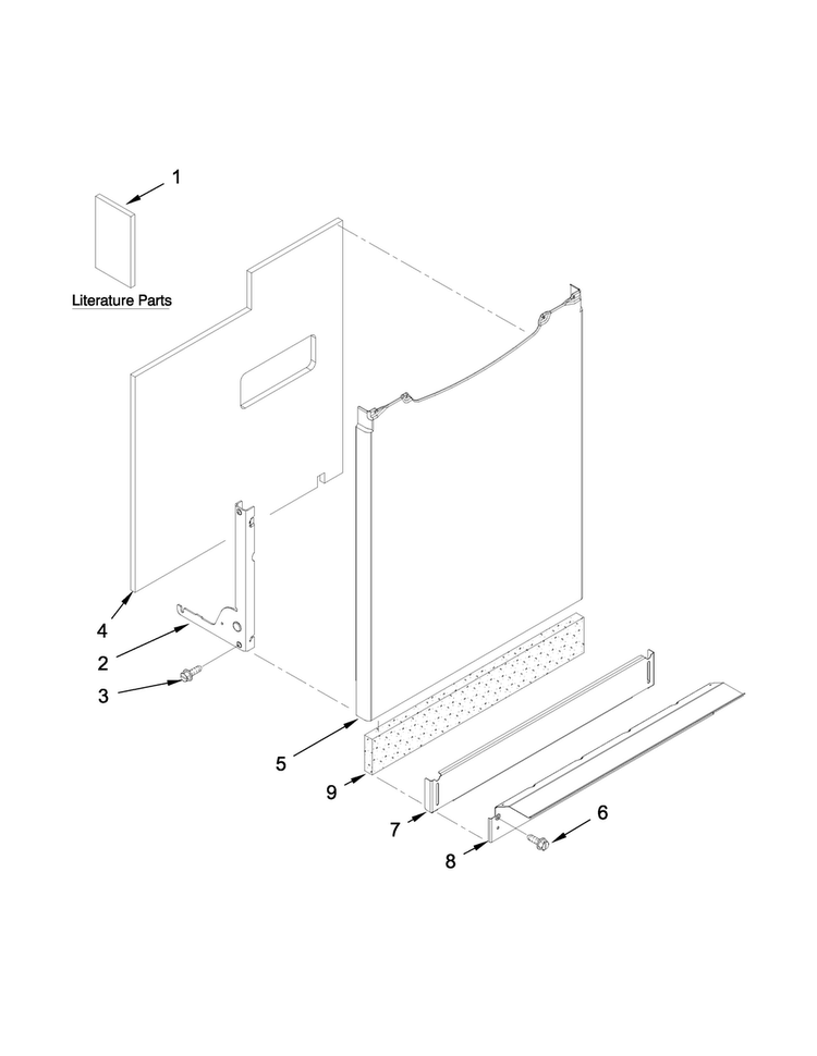 Door And Panel Parts Diagram and Parts List for MDBH980AWS1  Maytag Dishwasher