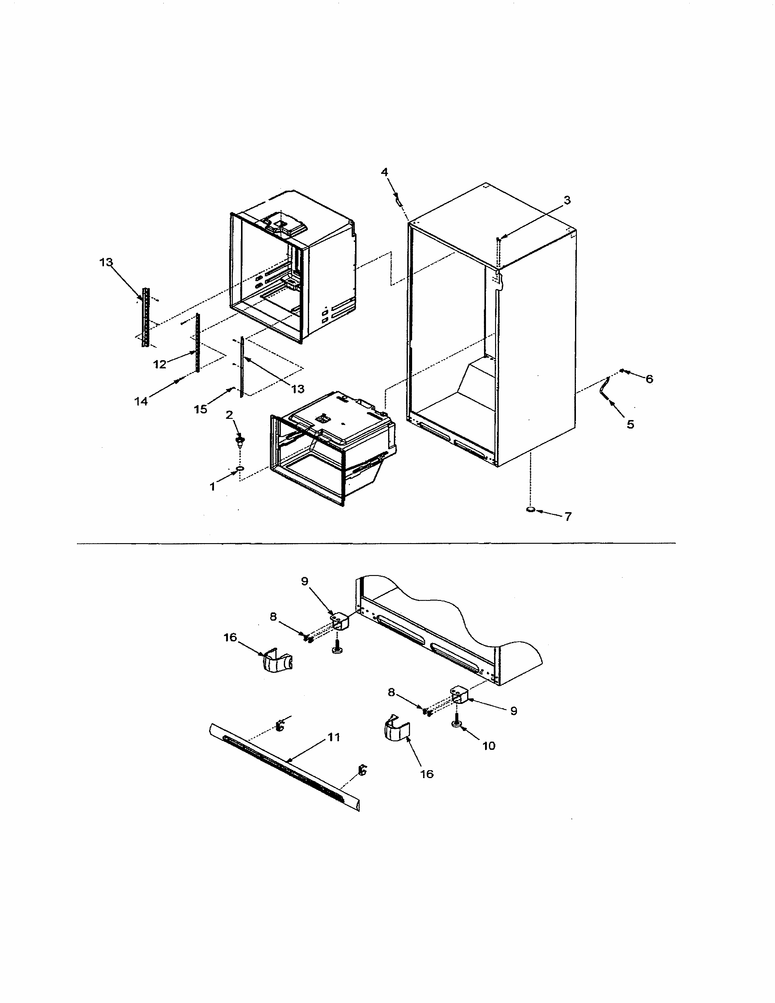 Interior Cabinet Diagram and Parts List for 59673502203  Kenmore Refrigerator