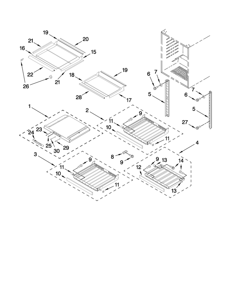 Shelf Parts Diagram and Parts List for JUB248LBRB00  Jenn-Air Wine and Beverage Cooler
