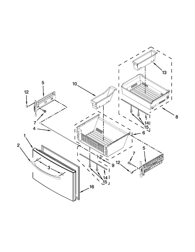 Freezer Door Parts Diagram and Parts List for MFT2976AEW00  Maytag Refrigerator