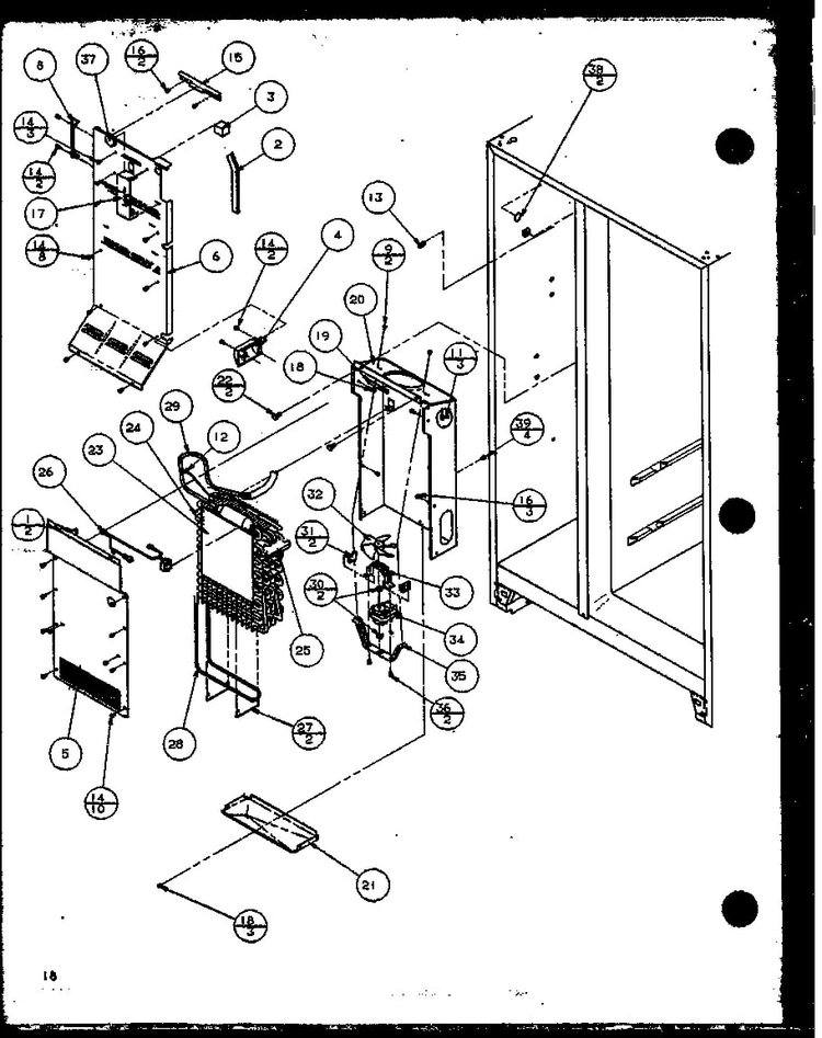 Freezer Evaporator And Air Handling Diagram and Parts List for SZ25MPL-P1120711WL  Amana Refrigerator