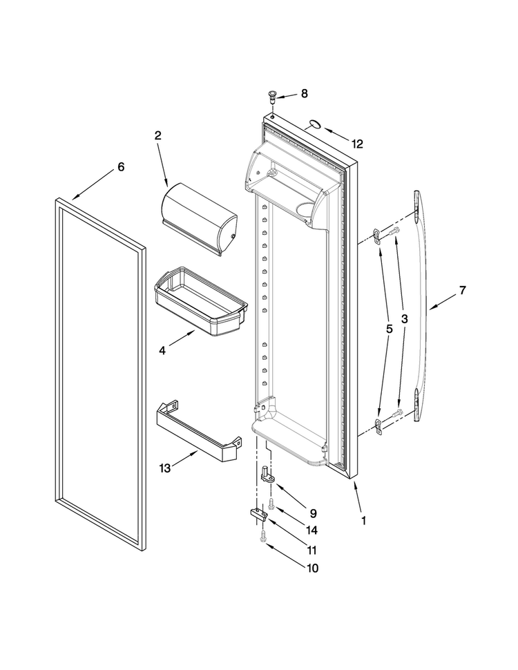 Refrigerator Door Parts Diagram and Parts List for MSD2272VES01  Maytag Refrigerator