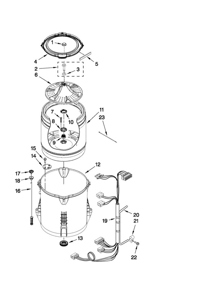 Basket And Tub Parts Diagram and Parts List for 7MMVWX700XL0  Maytag Washer