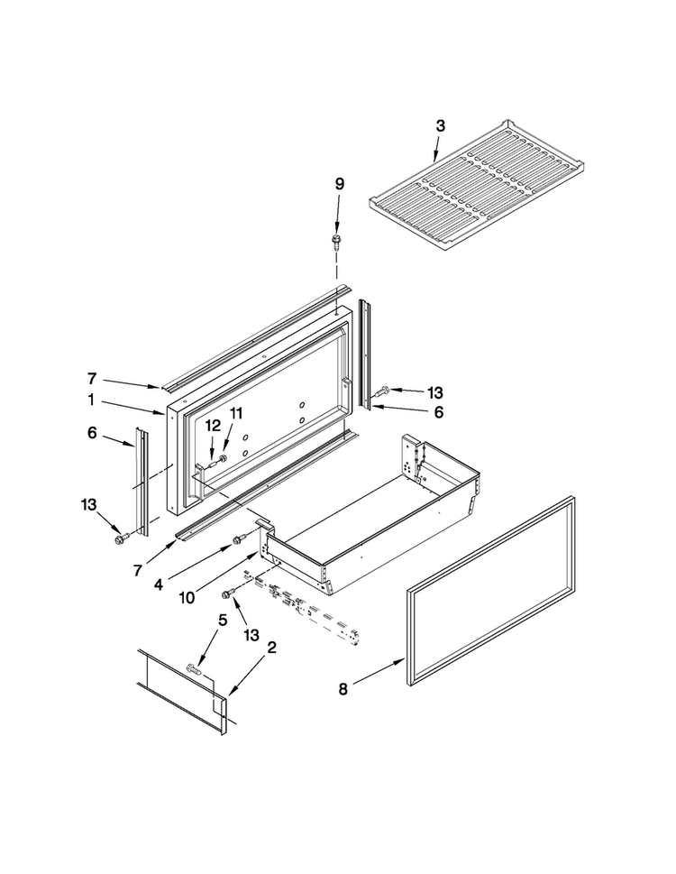 Freezer Door And Basket Parts Diagram and Parts List for JB36NXFXRW01  Jenn-Air Refrigerator