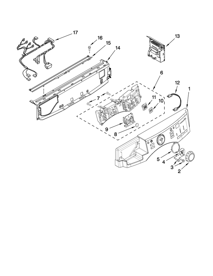 Control Panel Parts Diagram and Parts List for MHWE950WW00  Maytag Washer