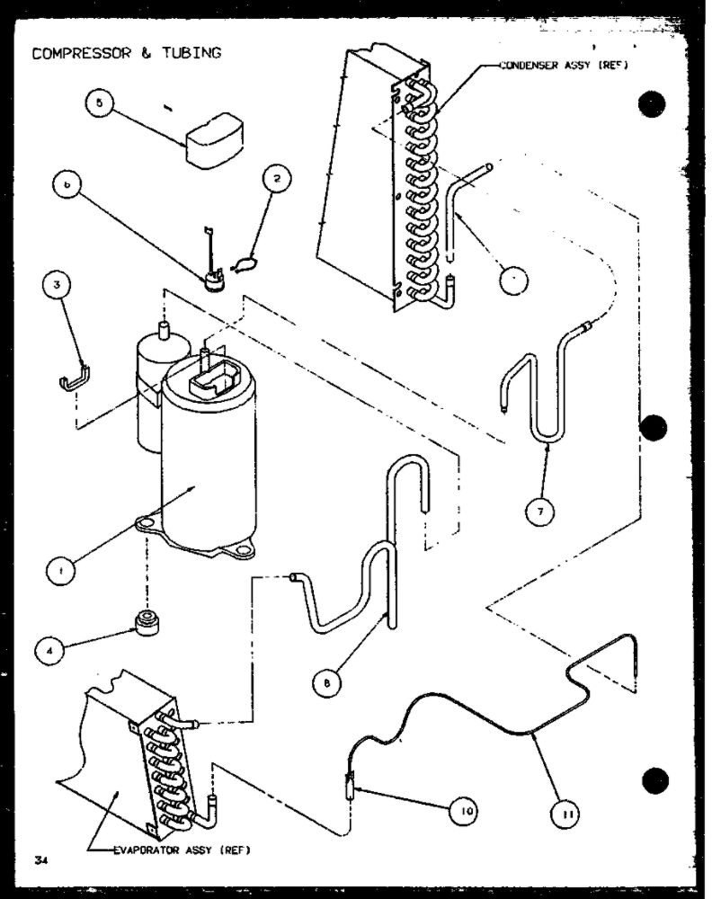 Compressor And Tubing 1 Diagram and Parts List for PTC12300ER P9812515R Amana Air Conditioner