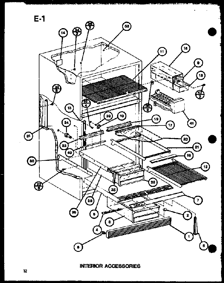 Interior Accessories Diagram and Parts List for TC18G-P76512-5W  Amana Refrigerator
