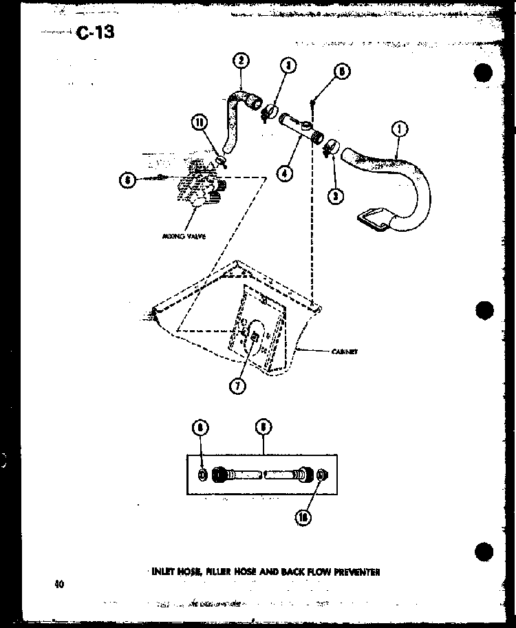 Inlet Hose Diagram and Parts List for TAA800 P75751-7W Amana Dryer
