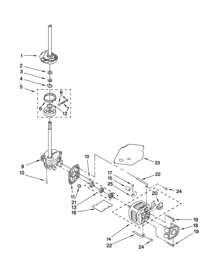 Brake, Clutch, Gearcase, Motor And Pump Parts Diagram and Parts List for MGT3800TW2  Maytag Washer Dryer Combo