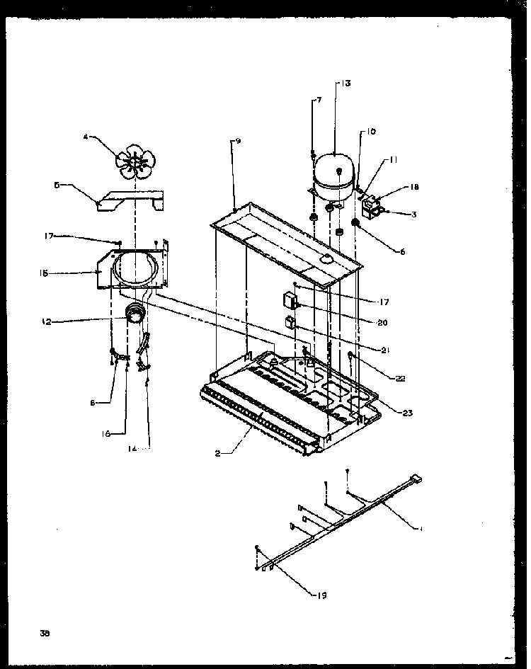 Compressor Compartment Diagram and Parts List for TG18R2L-P1158305WL  Amana Refrigerator