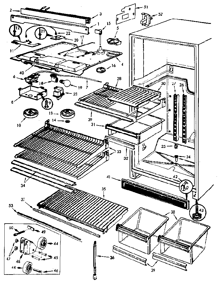 Refrigerator/fresh Food Compartment Diagram and Parts List for JRT153LB M7C51B Jenn-Air Refrigerator