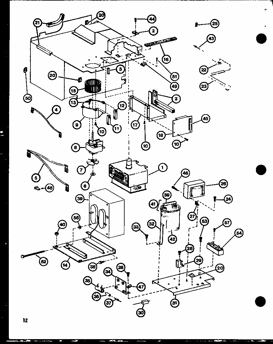 Interior Parts Diagram and Parts List for RV-8 P75260-4M Amana Microwave