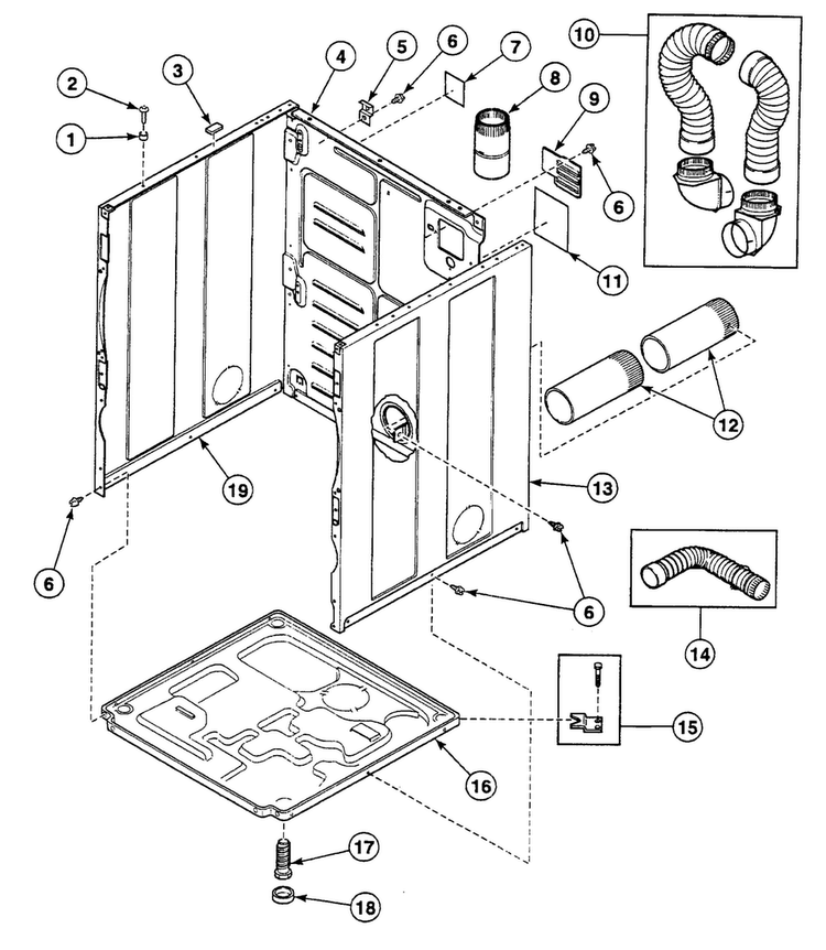 Cabinet Diagram and Parts List for SSG519QF  Speed Queen Dryer