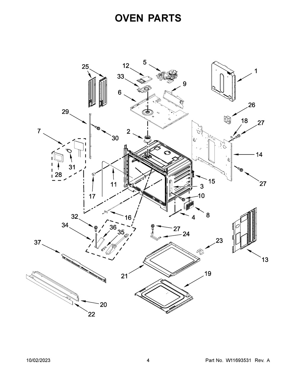 Oven Parts Diagram and Parts List for JJW3430LL01  Jenn-Air Wall Oven