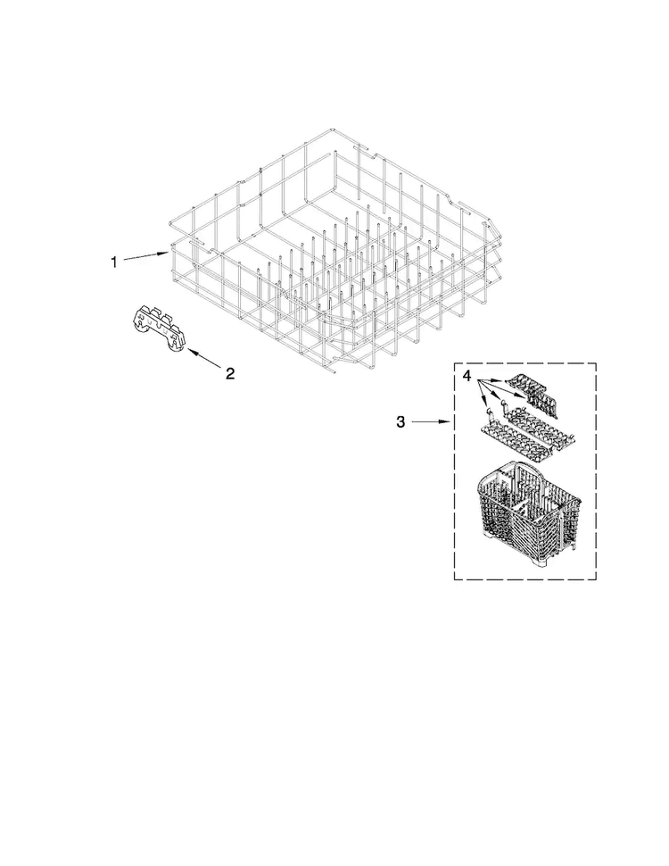 Lower Rack Parts Diagram and Parts List for MDB7609AWB1  Maytag Dishwasher