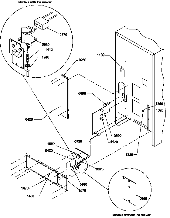 Cabinet Back Diagram and Parts List for BRF20TLW-P1199201WL  Amana Refrigerator