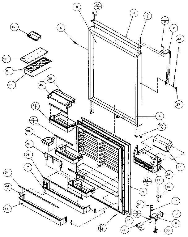 Refrigerator Door Diagram and Parts List for TXI22R-P1168004W  Amana Refrigerator