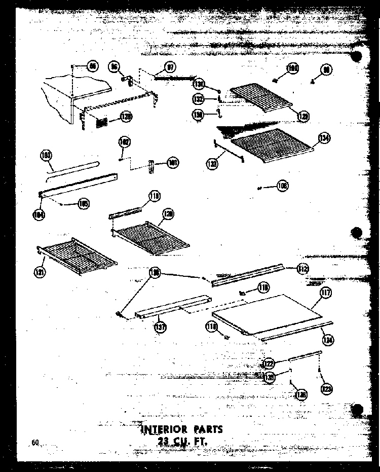Interior Parts 23 Cu. Ft. Diagram and Parts List for T16W-P60303-53W  Amana Refrigerator