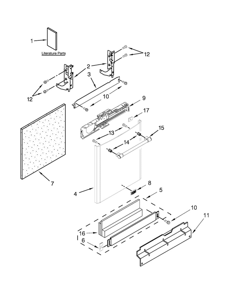 Door And Panel Parts Diagram and Parts List for MDB8969SDE3  Maytag Dishwasher