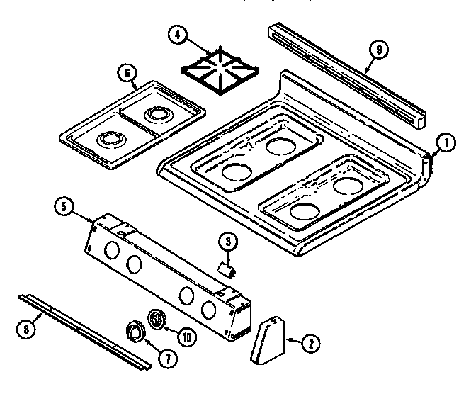 Top Assembly Diagram and Parts List for MGR5730ADL  Maytag Range