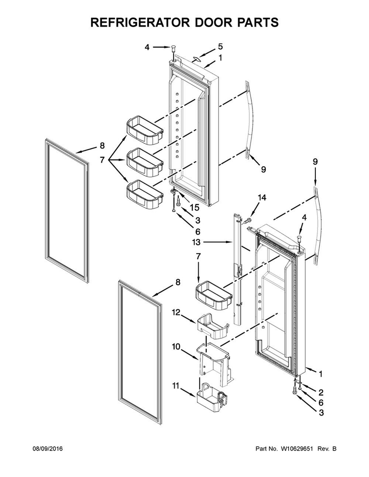 Refrigerator Door Parts Diagram and Parts List for MFF2055YEB01  Maytag Refrigerator