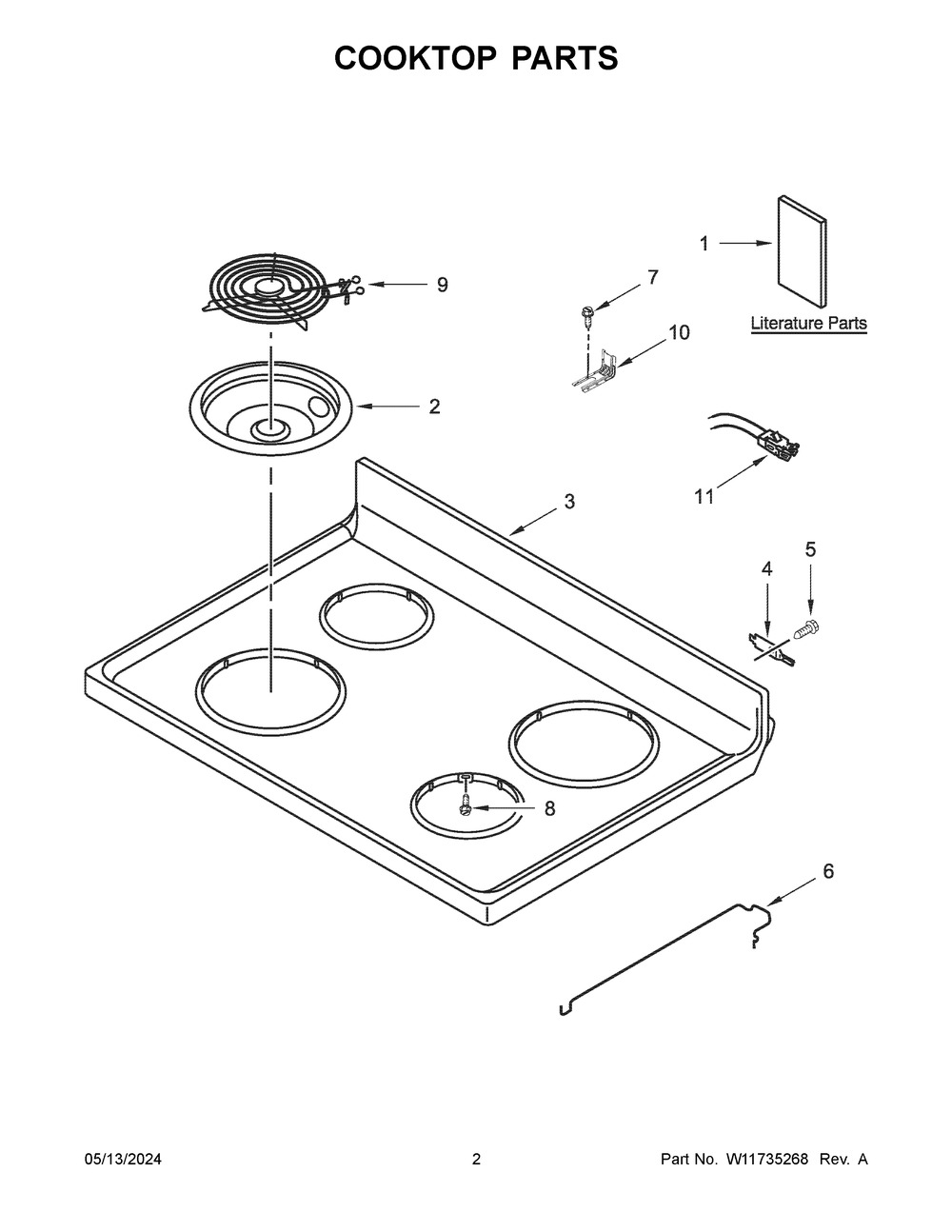 Cooktop Parts Diagram and Parts List for YACR4303MMS1  Amana Range