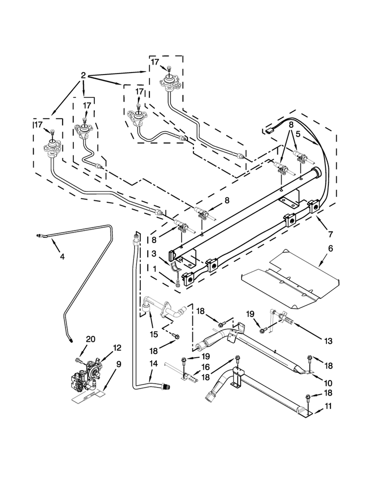 Manifold Parts Diagram and Parts List for MGR8600DE1  Maytag Range