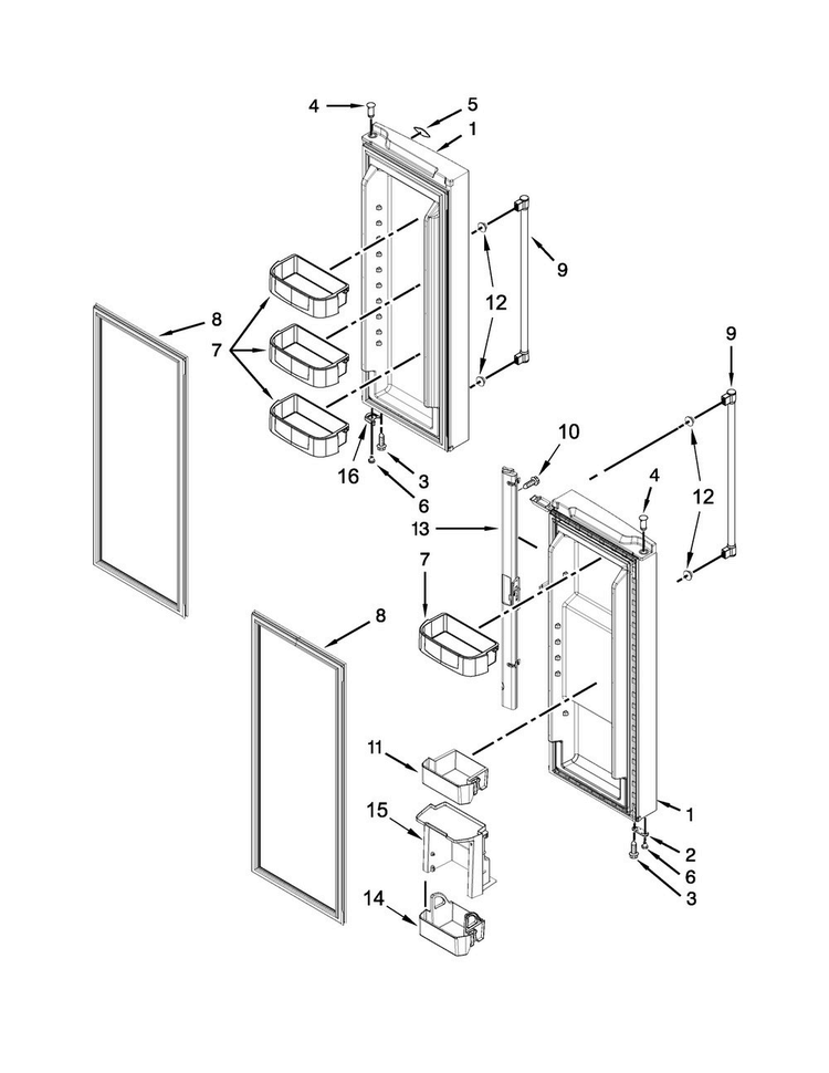 Refrigerator Door Parts Diagram and Parts List for MFF2055DRE01  Maytag Refrigerator