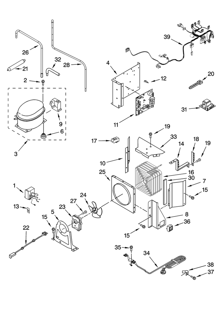 Upper Unit Parts Diagram and Parts List for JS48CXFXDB01  Jenn-Air Refrigerator