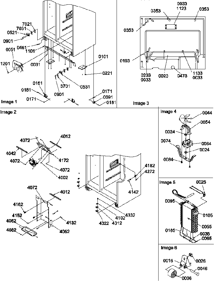 Drain System, Rollers, And Evaporator Assy Diagram and Parts List for SRD526TW-P1313401WW  Amana Refrigerator