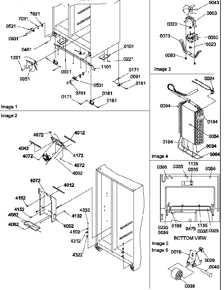 Drain System, Rollers, And Evaporator Assy Diagram and Parts List for SSD522TW-P1313602WW  Amana Refrigerator