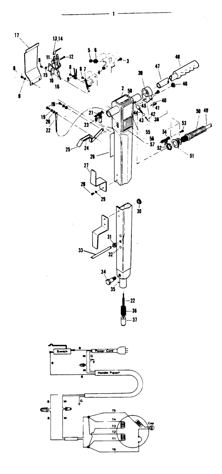 Handle, Switch Diagram and Parts List for F7091  Hoover Carpet Cleaner