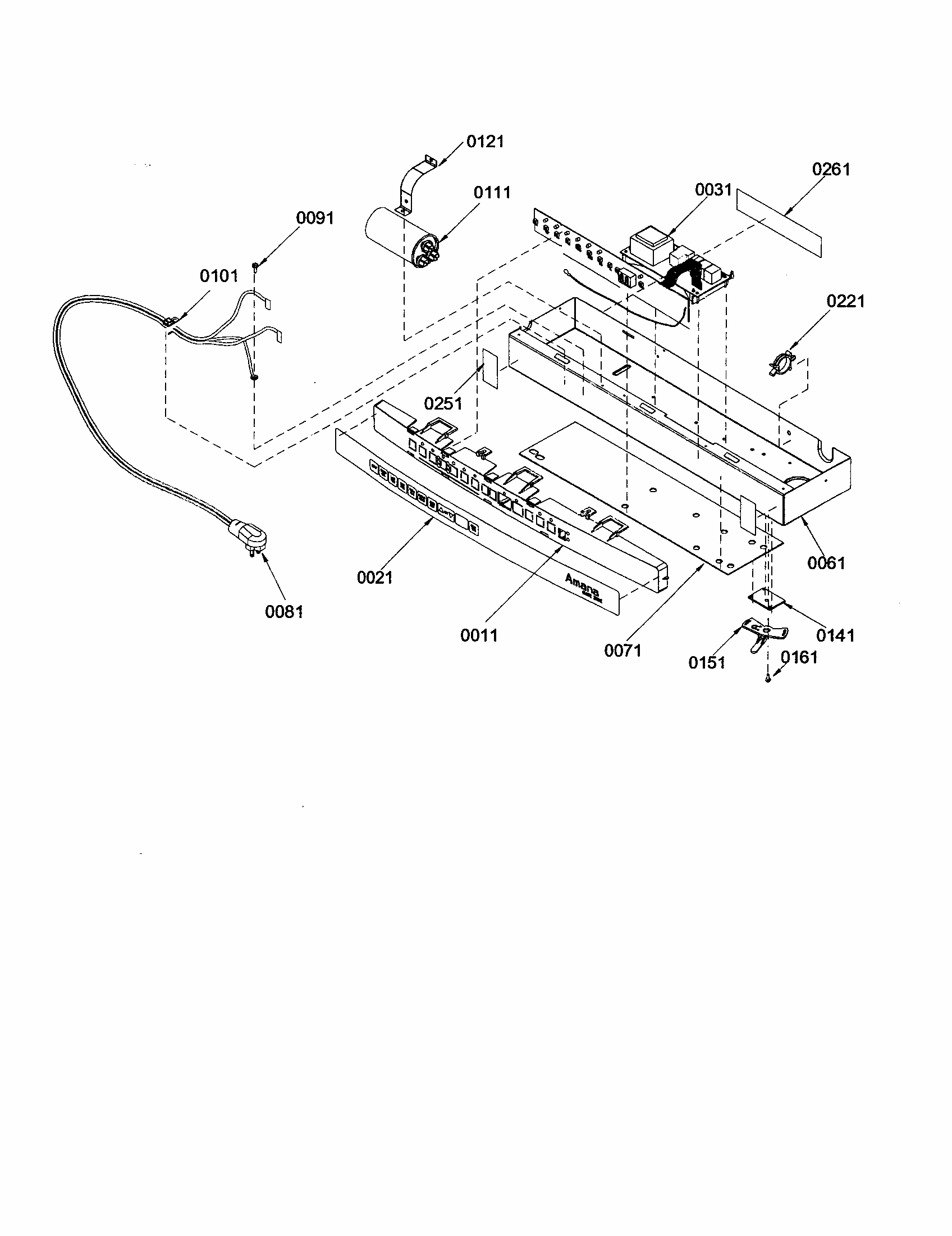Control Assembly Diagram and Parts List for 10M12TA-P1214702R  Amana Air Conditioner