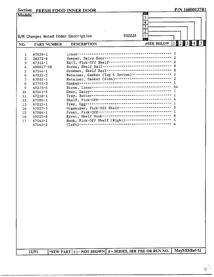 Fresh Food Inner Door Page 2 Diagram and Parts List for 22714  Maytag Refrigerator
