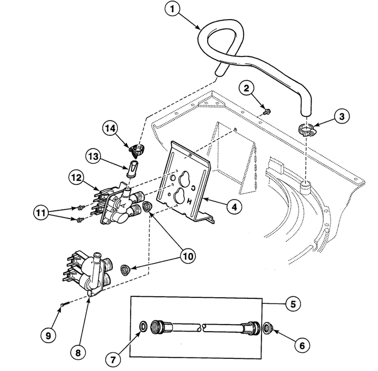 Valve Assy Diagram and Parts List for SWT021LA  Speed Queen Washer