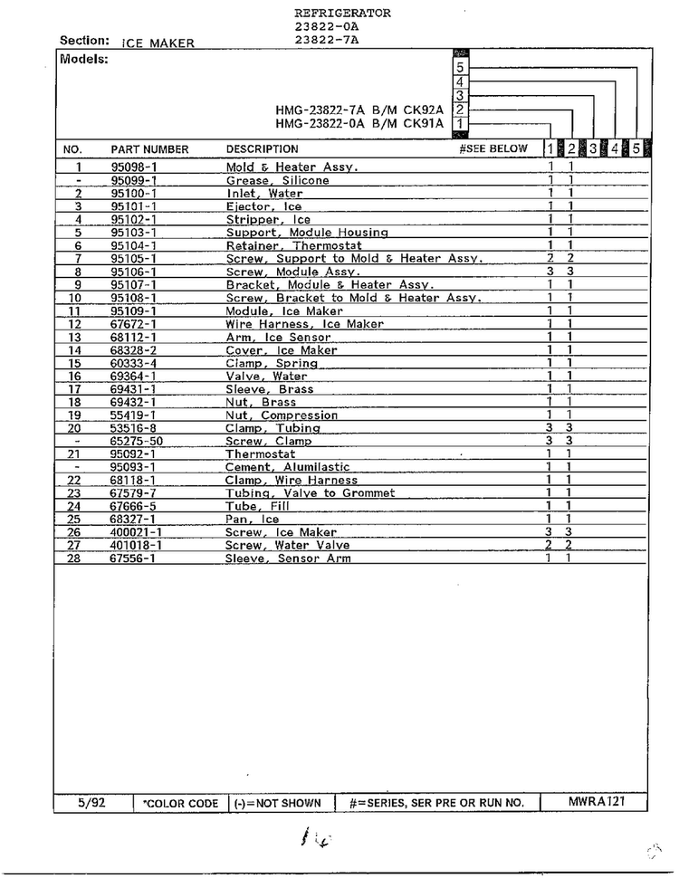 Ice Maker Kit Page 2 Diagram and Parts List for 23822-7A  Admiral Refrigerator