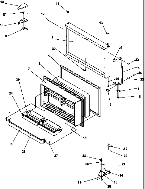 Freezer Door Diagram and Parts List for TR25S5-P1196402WW  Amana Refrigerator