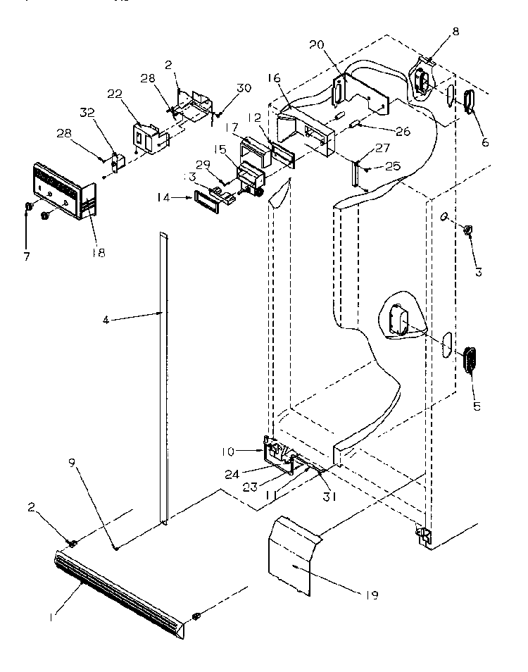 Controls And Cabinet Diagram and Parts List for SSD21SL-P1193901WL  Amana Refrigerator