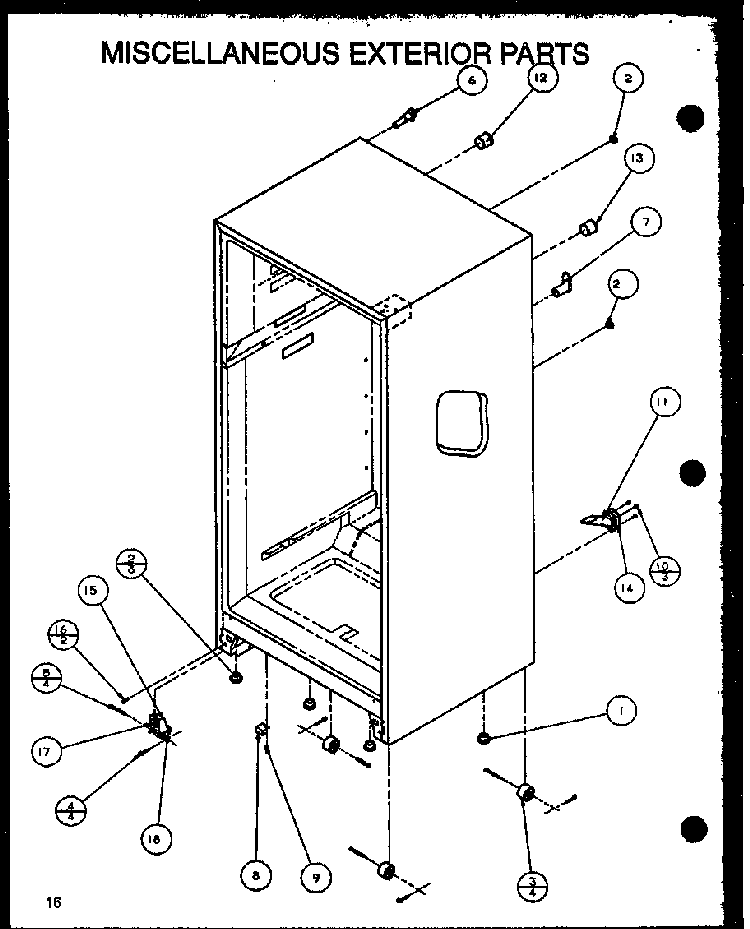 Miscellaneous Exterior Parts Diagram and Parts List for 86855-P1116907WE  Amana Refrigerator